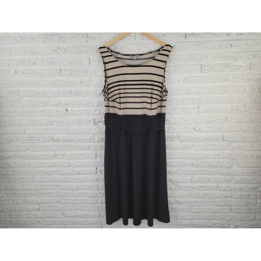 Danny Nicole Women Dress 16W Plus Tank Maxi Pullover Black Stripe Office STR42E